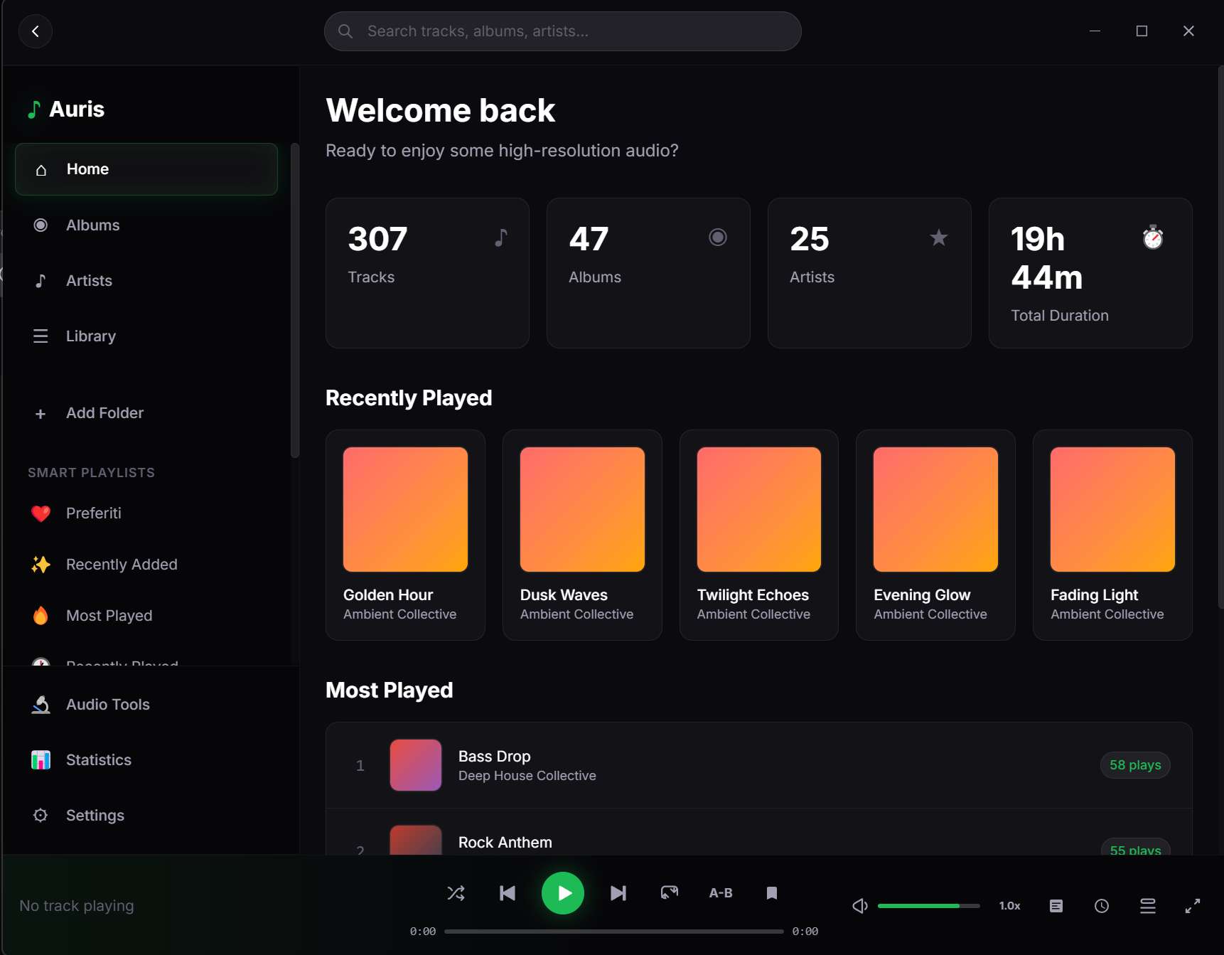 Auris Music Player - Library View